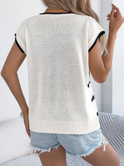 Colorblock Striped Cable Knit Casual Knit Top