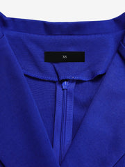 Notched Lapel Colorblock Belted Midi Sheath Dress