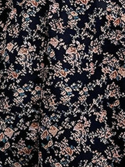 Floral Puff Sleeves Smocked Waist A-Line Midi Dress