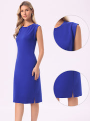 Sleeveless Round Neck Casual Split Midi Dress