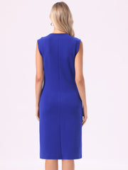 Sleeveless Round Neck Casual Split Midi Dress