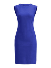 Sleeveless Round Neck Casual Split Midi Dress