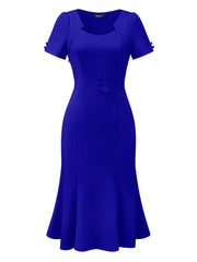 Vintage Work Cocktail Mermaid Sheath Fishtail Bodycon Midi Dress