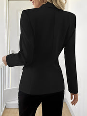 Solid Color Long Sleeve Single Button Blazer