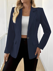 Solid Color Long Sleeve Single Button Blazer