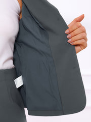2 Pieces Collared Button Down Blazer & Pencil Midi Skirt Suit Set