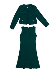 2 Pieces Long Sleeves Collarless Jacket & Sleeveless Fishtail Midi Dress Sets