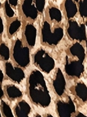 2 Pieces Leopard Print Puff Sleeves Cropped Top & Slit Midi Skirt Matching Set