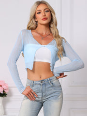 Long Sleeves Lightweight Sheer Textured Cropped Bolero Shrug