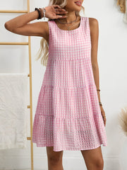 Gingham Sleeveless Plaid Tiered Mini Dress
