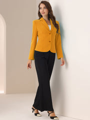 Notched Lapel Collar Stretch Work Office Workwear Jacket Blazer