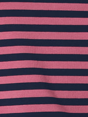 Striped 3/4 Sleeve Round Neck Casual T-Shirt