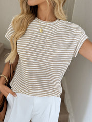 Crew Neck Pullover Knit Short Sleeve Top
