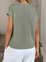 Crew Neck Pullover Knit Short Sleeve Top
