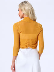 Semi Sheer Mesh 3/4 Sleeve Stretchy Cropped Bolero Shrug