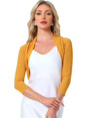 Semi Sheer Mesh 3/4 Sleeve Stretchy Cropped Bolero Shrug