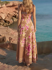 Floral Spaghetti Strap A-Line Maxi Dress