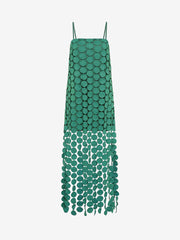 Dots Fringed Spaghetti Strap Midi Dress