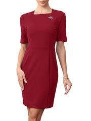 Square Neck Short Sleeve Work Business Sheath Dress