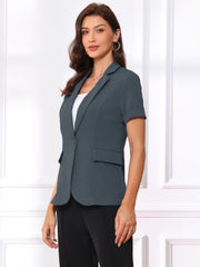 1 Button Office Business Short Sleeve Blazer Jacket
