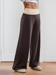 Colorblock Casual Sports Wide Leg Workout Trousers Pants
