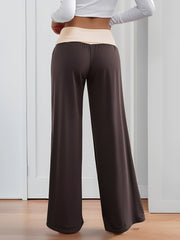 Colorblock Casual Sports Wide Leg Workout Trousers Pants