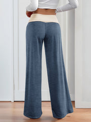 Colorblock Casual Sports Wide Leg Workout Trousers Pants
