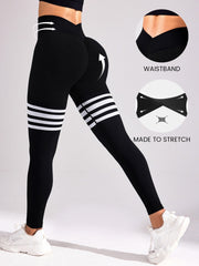 Striped Workout Butt-Lifting Yoga Pants Sports Leggings