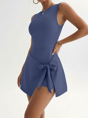 Fake-2-Piece Sports Outdoor Casual Tennis Rompers Dress