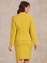 2pc Business Collarless Blazer and Formal Pencil Skirt Suit Sets