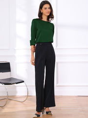 Dressy Casual Boat Neck 3/4 Sleeve Work Satin Blouse