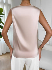 Satin Cowl Neck Sleeveless Work Blouse