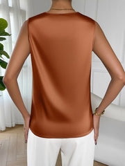 Satin Cowl Neck Sleeveless Work Blouse