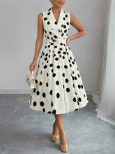 Solid Color/Polka Dot Belted Midi Vintage Swing Dress