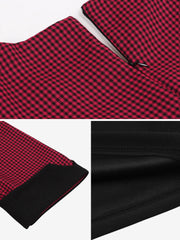 Square Neck Gingham Patchwork Retro Swing Dress