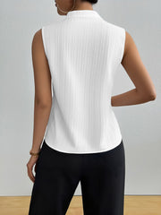 Solid Color Sleeveless Textured Work Blouse