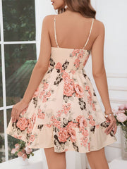Floral Spaghetti Strap Smocked A-Line Mini Dress