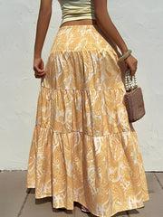 Boho Paisley Smocked Tiered A-Line Skirt