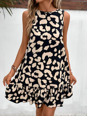 Sleeveless Leopard Back Tie Mini Dress