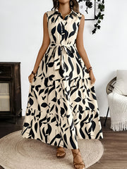Floral Printed Sleeveless A-Line Tiered Dress