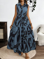 Floral Printed Sleeveless A-Line Tiered Dress