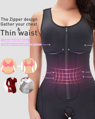 Zipper Tummy Control Shapewear with Bust Lift Butt Lifter