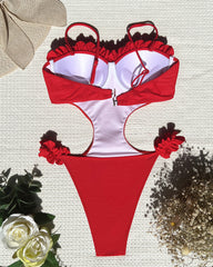 Solid Color Bikini Lace Swimsuit