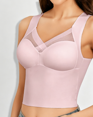 Seamless Mesh Deep V-Neck Wire-Free Built-In Support Shaping Top