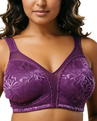 Plus Size Wire Free Jacquard Embroidered Lace Push Up Bra
