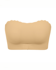 Seamless Wireless Scallop Edge Strapless Front Closure Bra