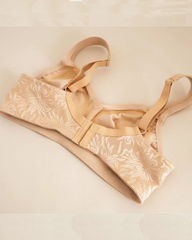 Plus Size Wire Free Jacquard Embroidered Lace Push Up Bra