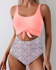 High Waist Cutout Slim Swimsuit