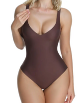 Seamless V-Neck Thong Shapewear Bodysuit