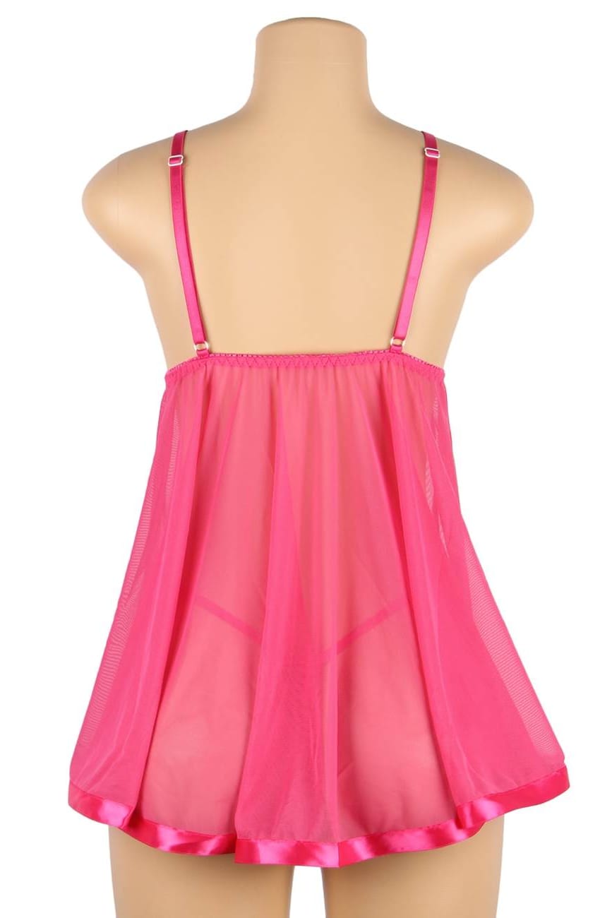 Hot Pink Sheer Mesh Babydoll